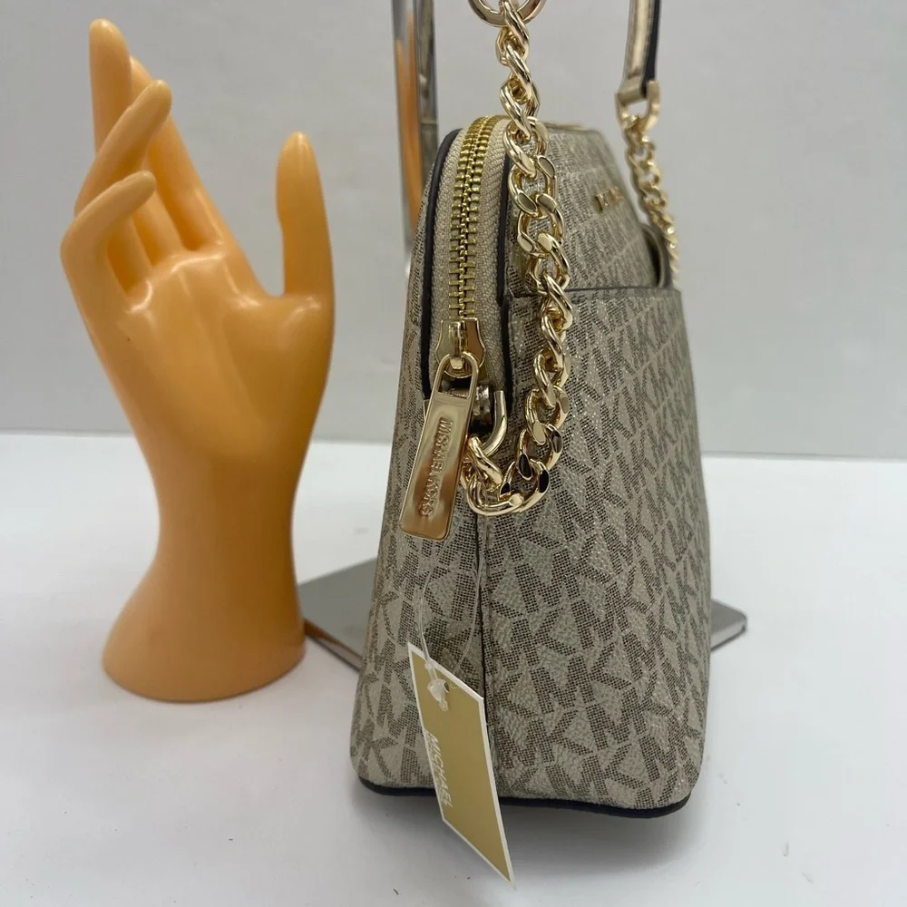 Michael Kors Jet Set Travel Signature Md Dome Crossbody  XCROSS XBODY Pale Gold